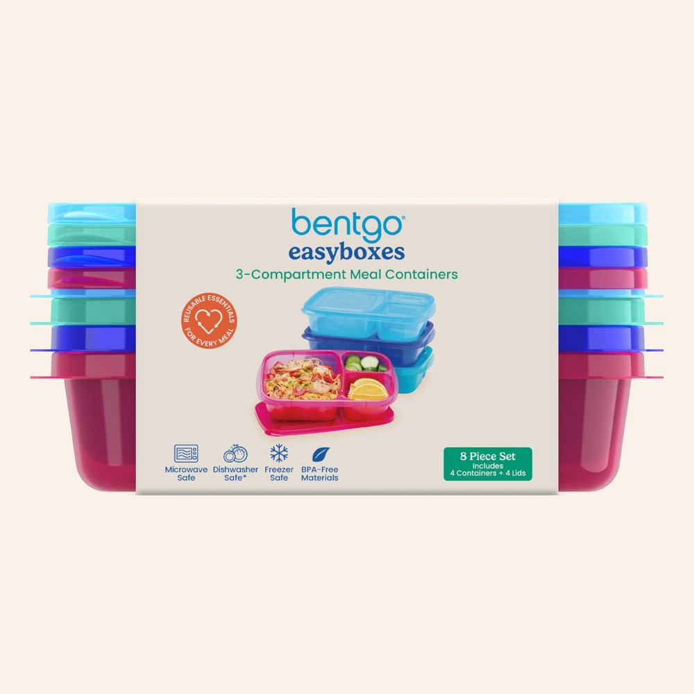 Bentgo Easyboxes - Original Stackable Lunch Boxes - Reusable Jewel Brights