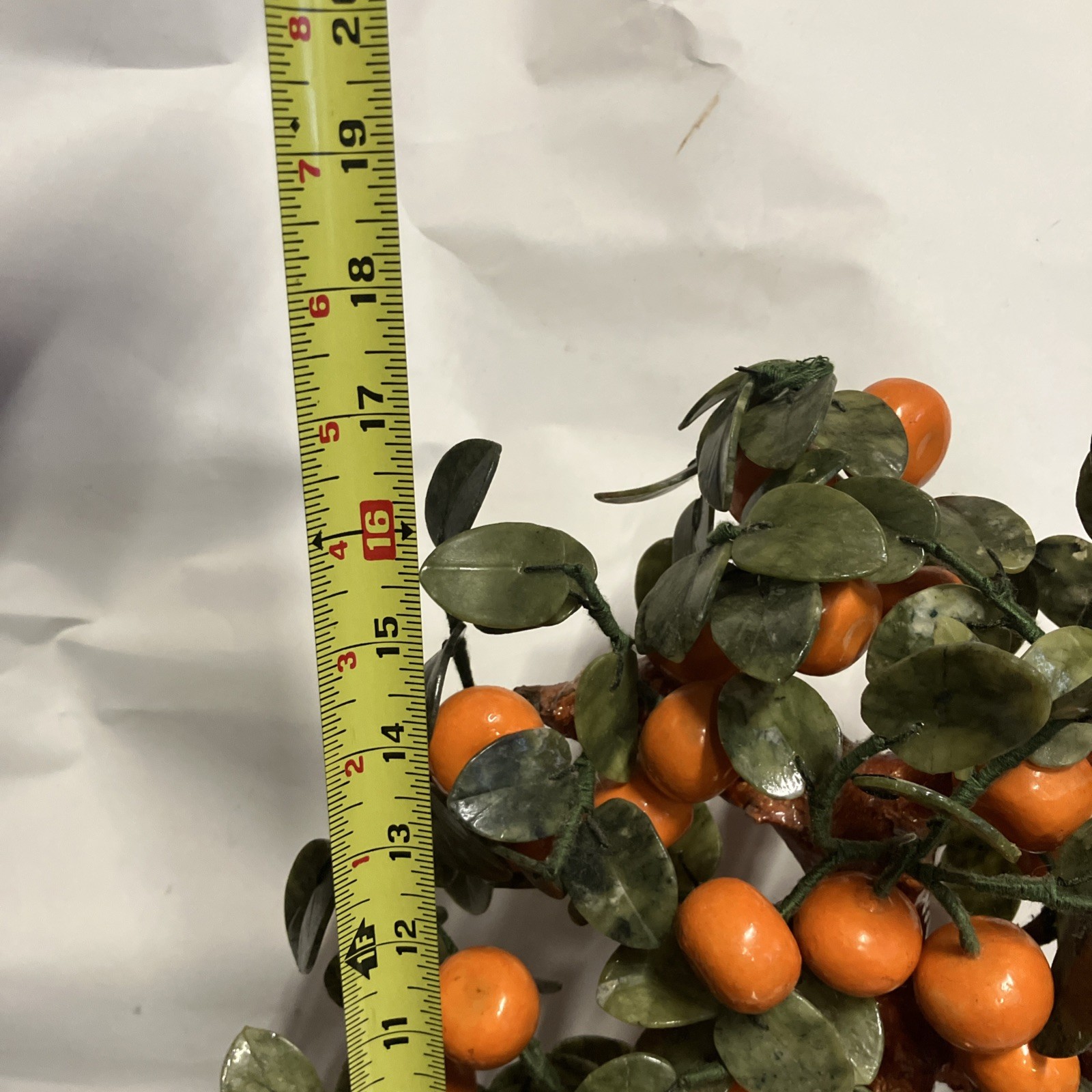 Large Mandarin Orange Jadeite Leaves Bonsai Tree Feng Shui Marble large Stone