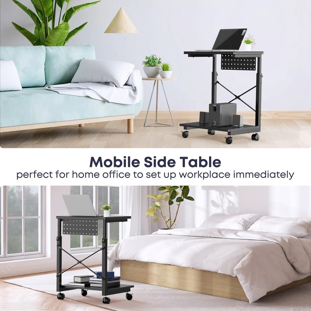 Height Adjustable Computer Tower Stand - 2-Tier ATX-Case PC Floor Stand with ...