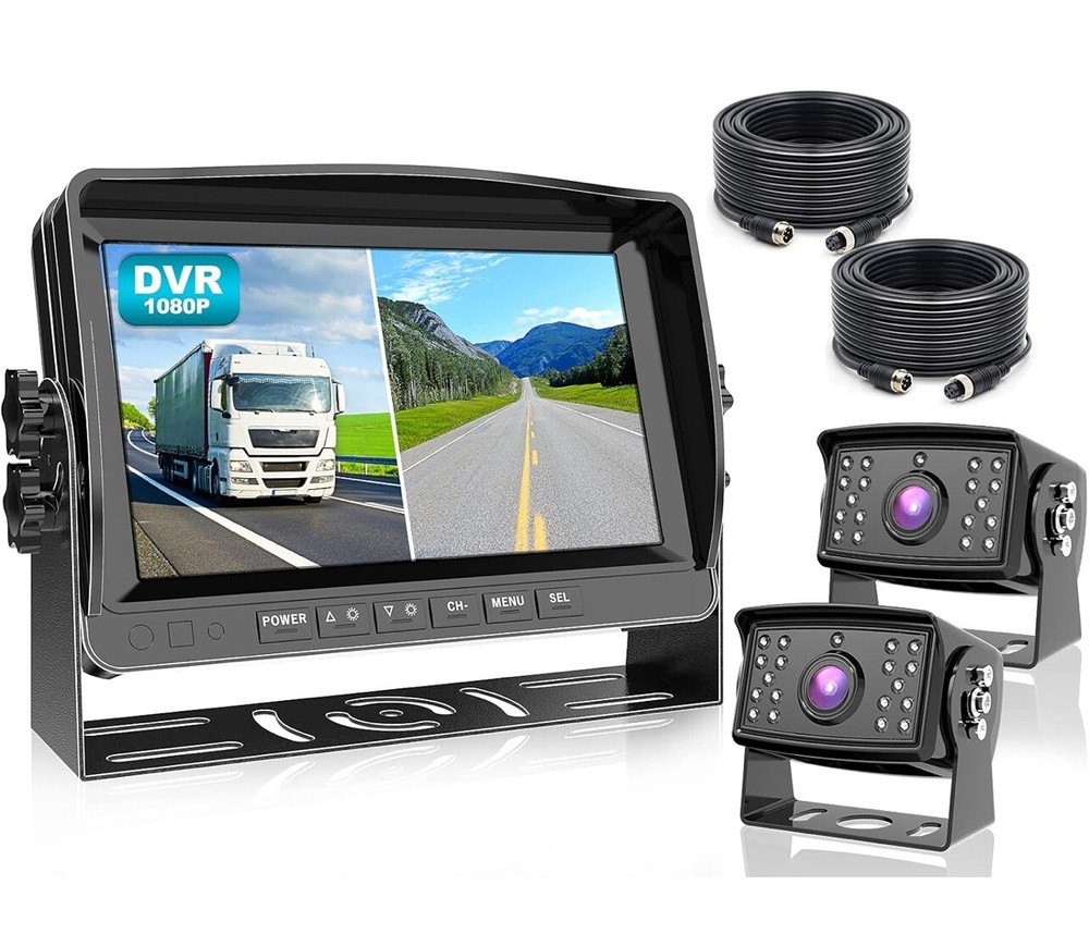 Ⅱ HD 1080P 9" Wired Backup Camera System, 9-inch DVR Dual Split Screen Monito...