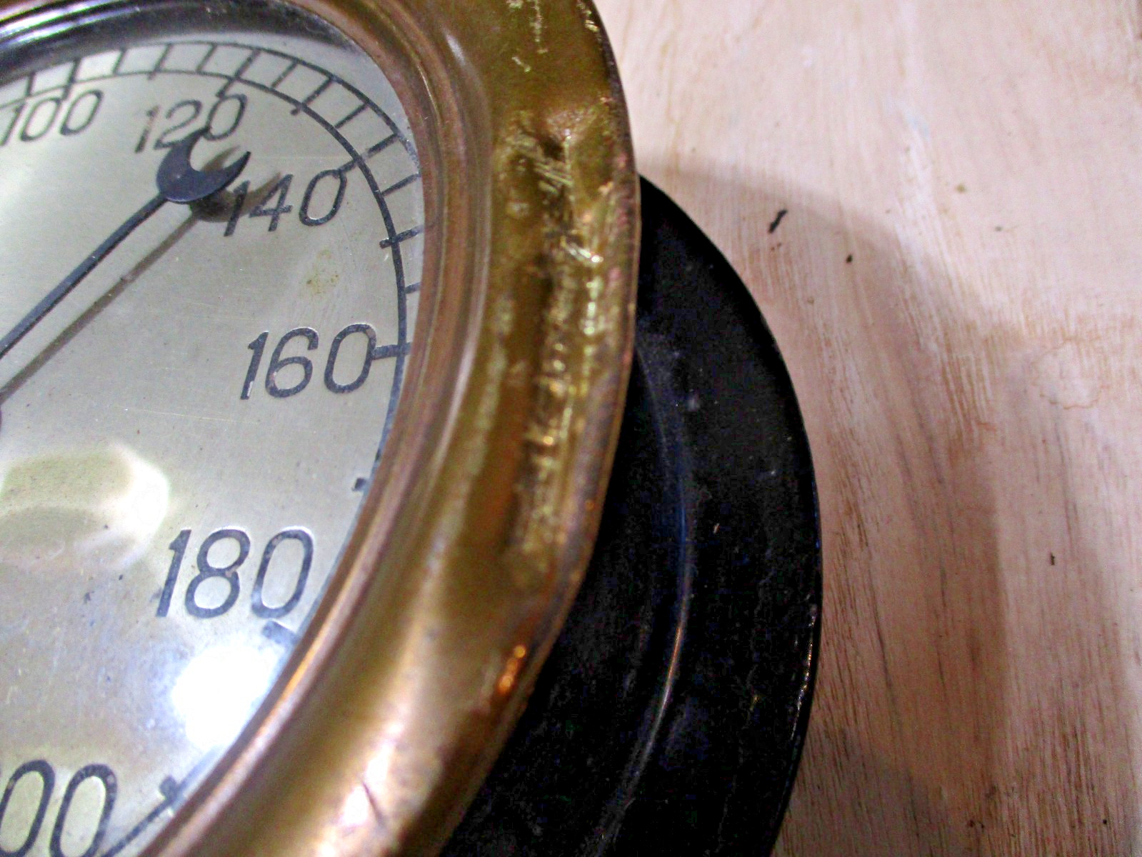 Vintage Ashcroft Mfg. Co. 6" Brass Gauge, Glass Face 0-200, Reg- 4/12/1898