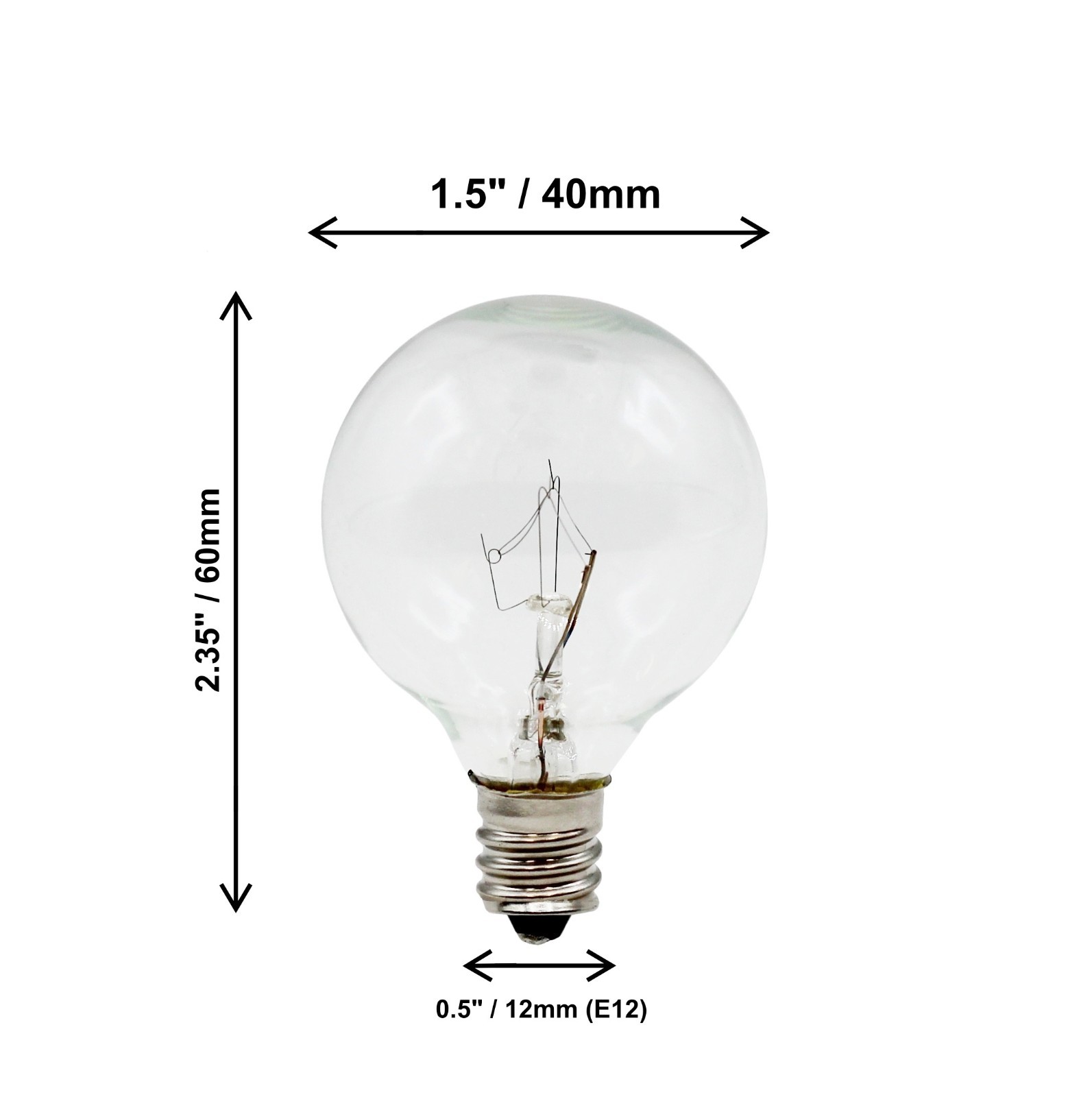 Clear Globe G40 Replacement Bulbs for Outdoor String Lights 5w 120v | 25 Pack