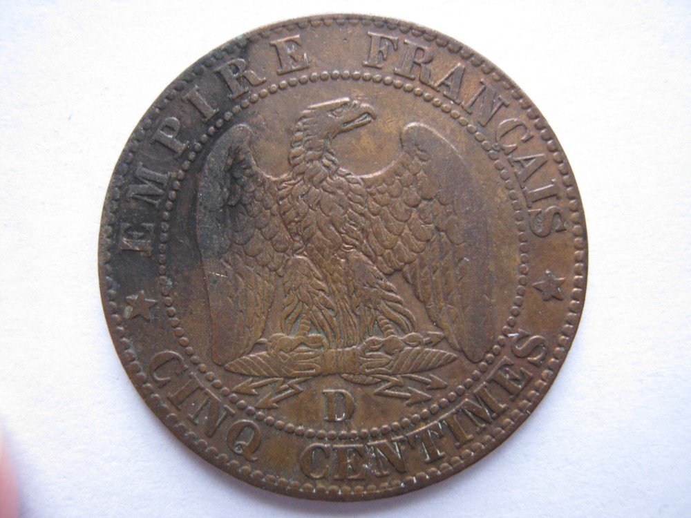 France 1855-D bronze 5 Centimes VF