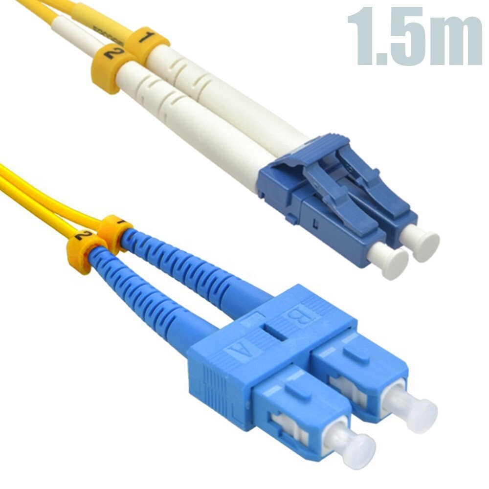 1.5m 4.9ft LC/SC 9/125 Duplex Single Mode Optic Fiber Optics Patch Cable Yellow