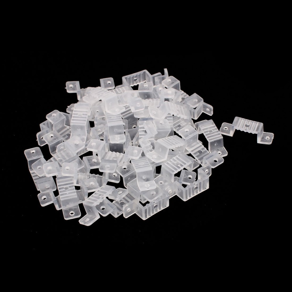 16mm x 8mm Plastic LED Fixing Mounting Bracket Clear 50pcs