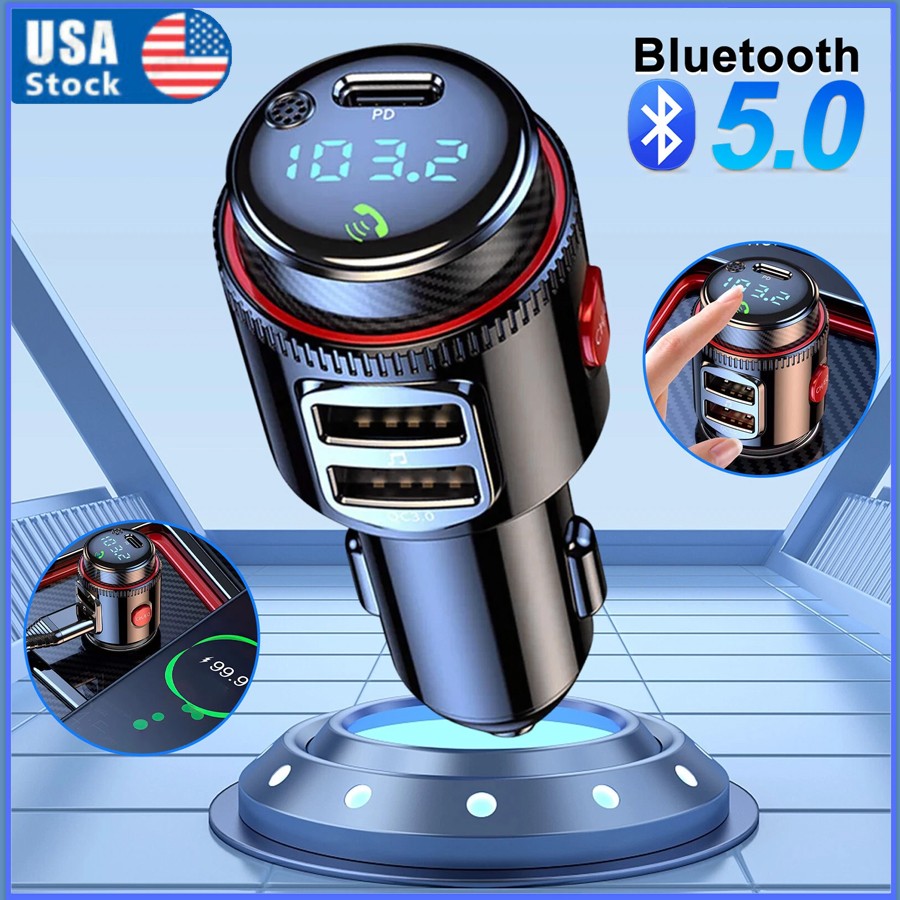 Bluetooth Radio Car Kit Wireless FM Transmitter PC QC3.0 USB Charger MP3 Player