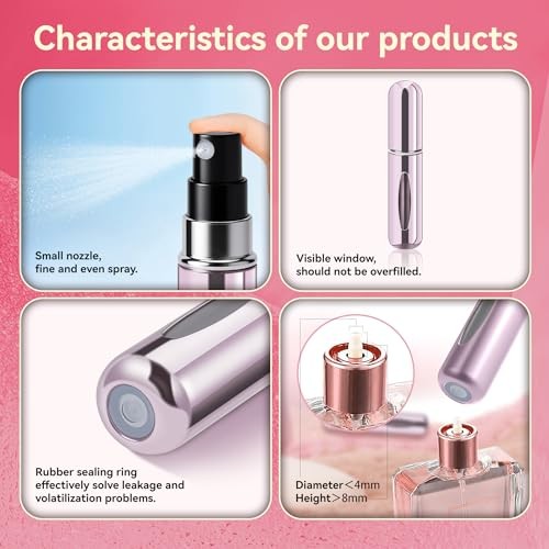 Refillable Perfume Portable Atomizer Bottle Silver, Pink, Gold, Black