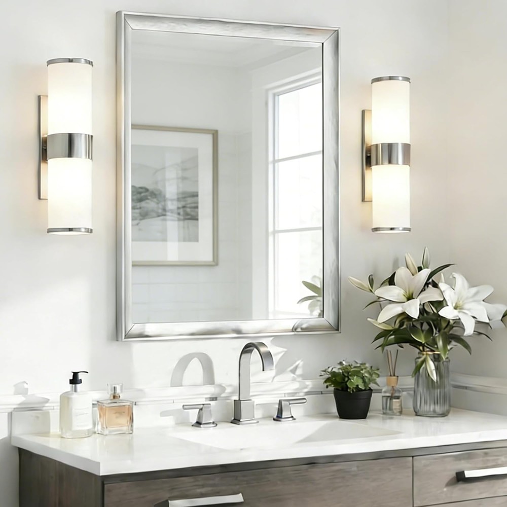 Black Bathroom Mirror 24x36" Rectangle Aluminum Frame Vanity Wall Decor