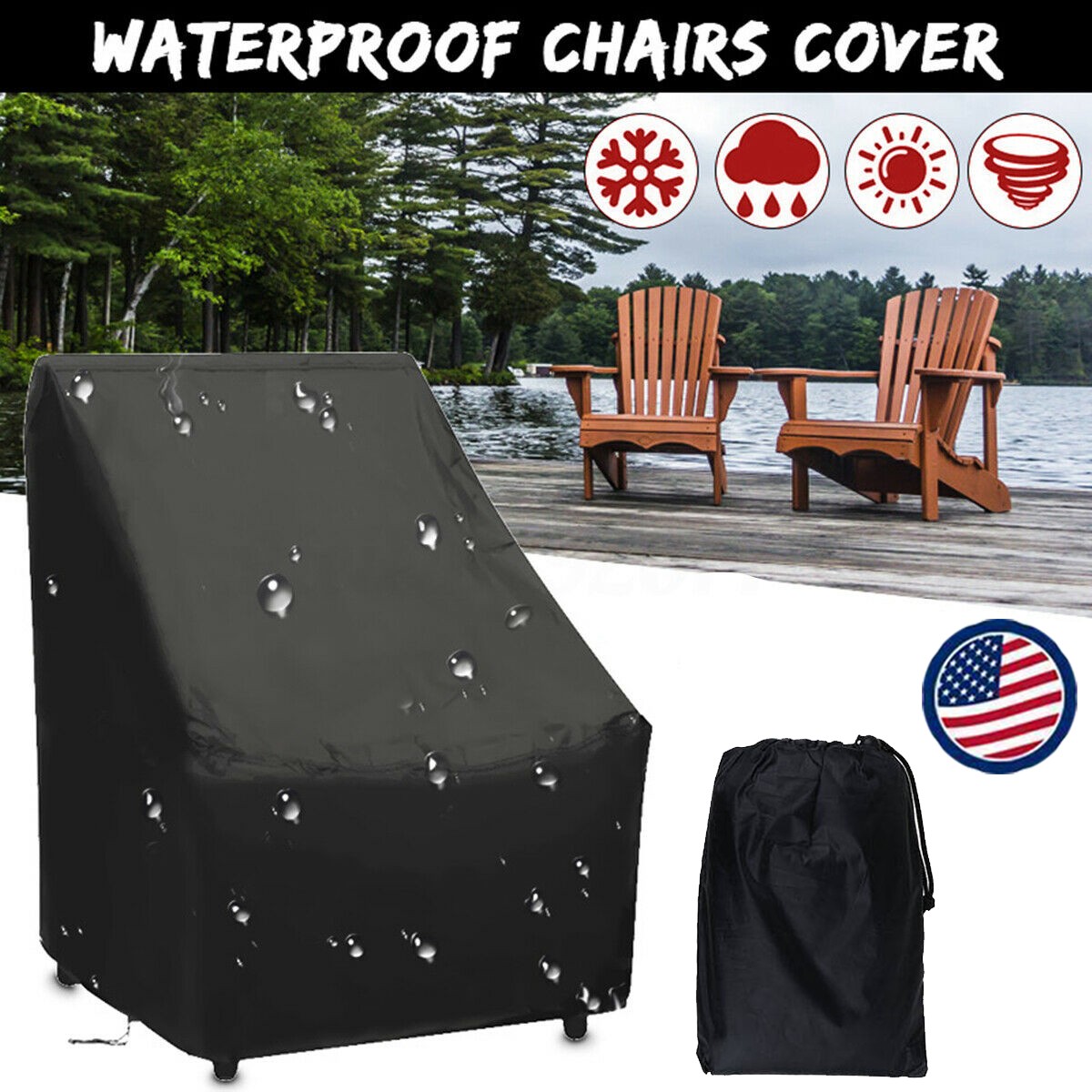 Waterproof Stacking Chair Cover  Outdoor Garden Patio Furniture Dust Proof Cover