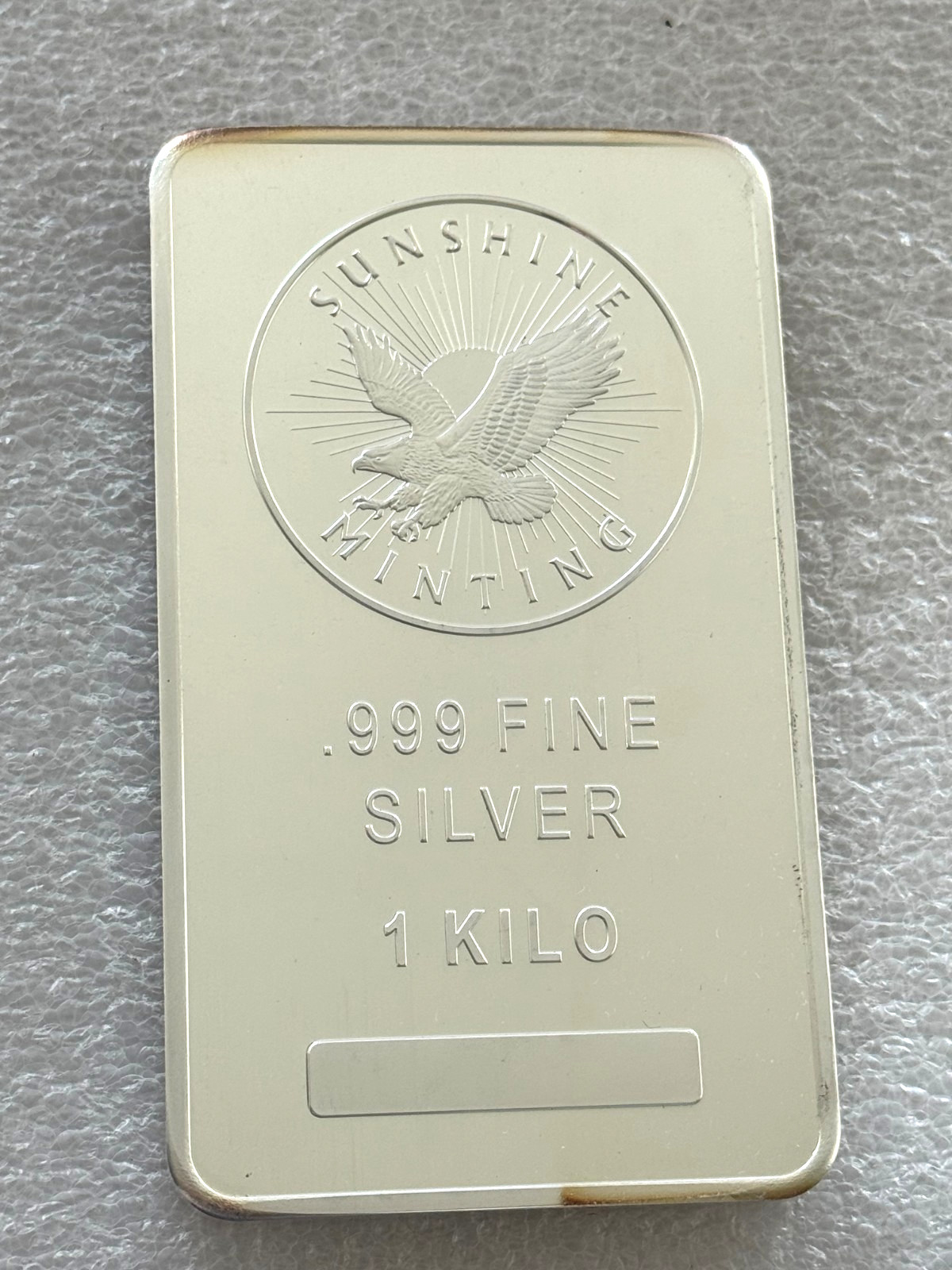 Sunshine Mint 1 Kilo Bullion Bar of 0.999 Fine Silver 32.15 troy ounces