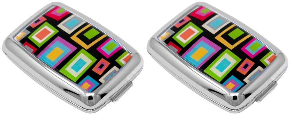 Set of 2 Rectangular Compact Pill Boxes With 2 Compartments