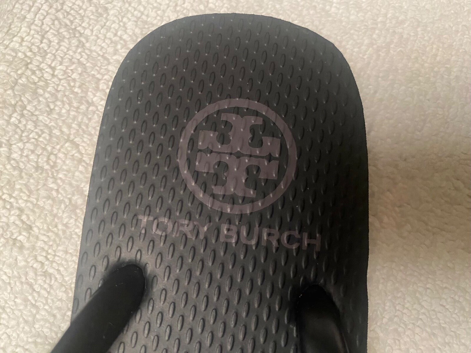 NWOB TORY BURCH MONOGRAM FLIP FLOPS 8 rubber thong sandals Black - NEW