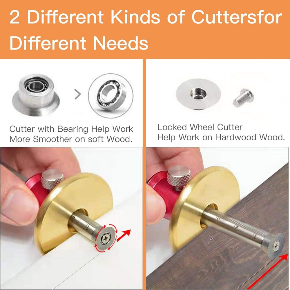Dovetail Jig Wheel Marking Gauge Plus Set，Micro Adjuster Multifunctional Cutt...