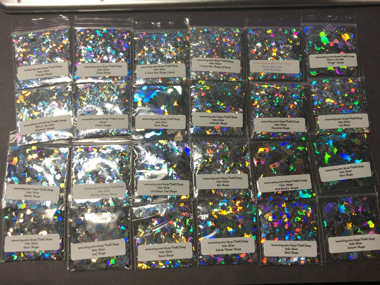 Solvent Resistant Holo Shape Glitter You Choose Color Nail Art Acrylic Gel Body