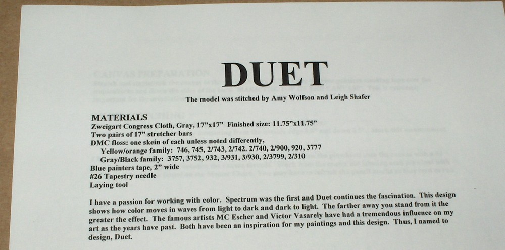 Amybear / Amy Wolfson "Duet" Needlepoint Pattern
