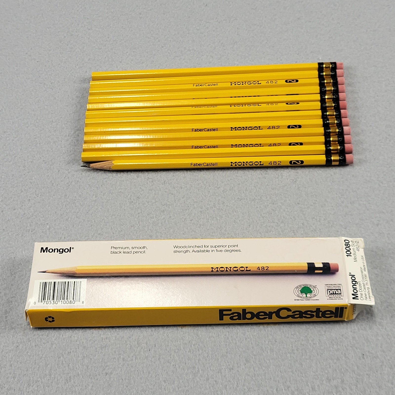Faber-Castell Mongol 482 #2 Yellow Pencils Lot 12 Medium Soft USA Black Lead