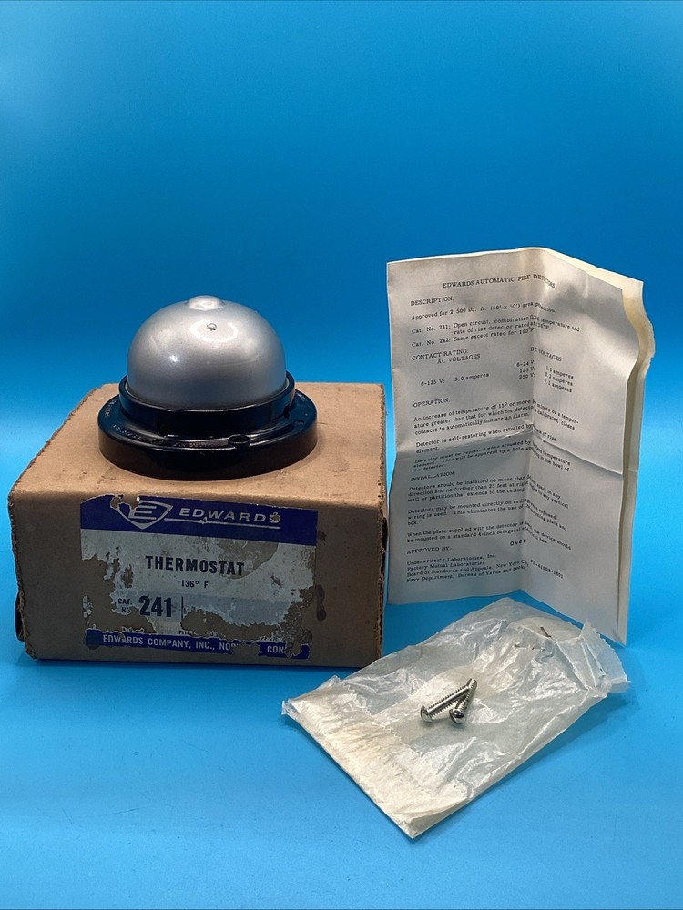 Edwards Fire Detector CAT NO 241 Silver New Open Box