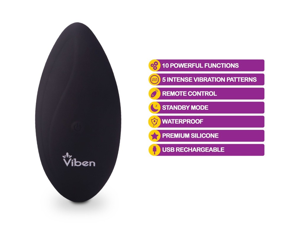 Viben Racy Remote Control 10 Function Panty Vibrator Vibe Black
