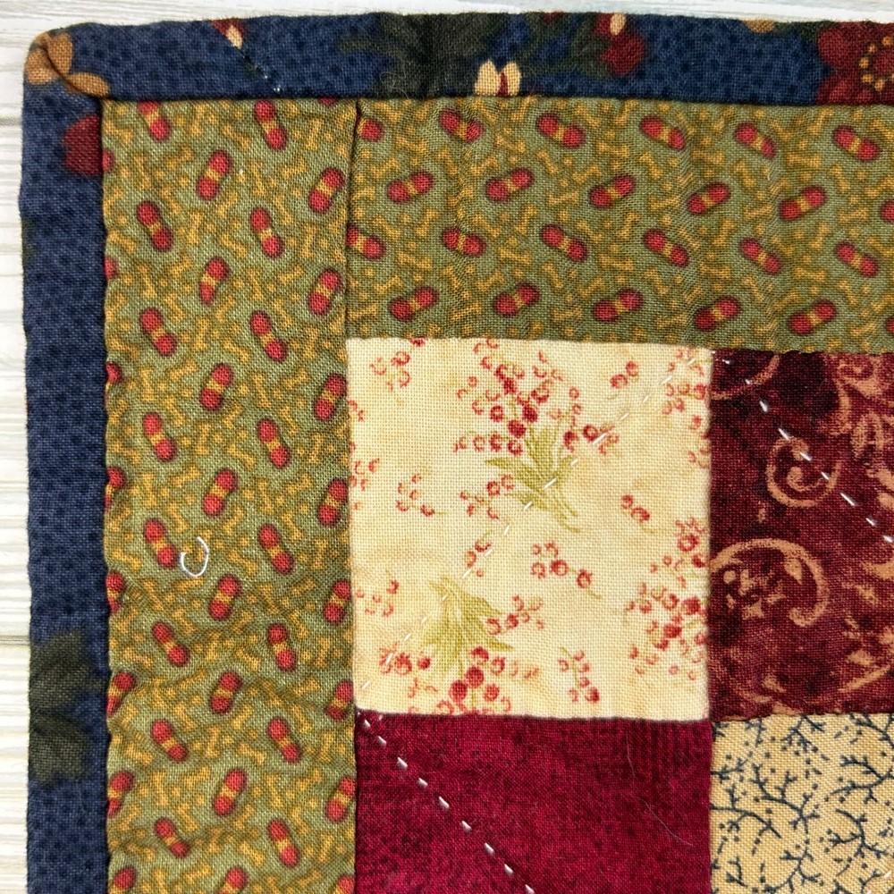 Handmade Quilt 9-Patch Block Pattern Sampler Wall Decor 18x20 Hand Quilted
