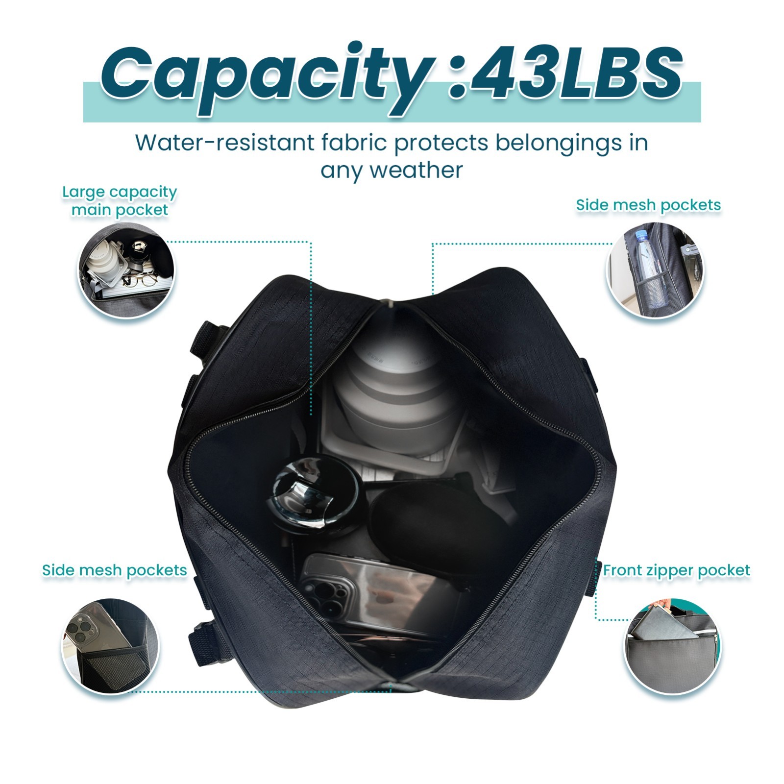 Large Capacity Backpack for Wheelchair/Mobility Scooter, Multifunctional Handbag