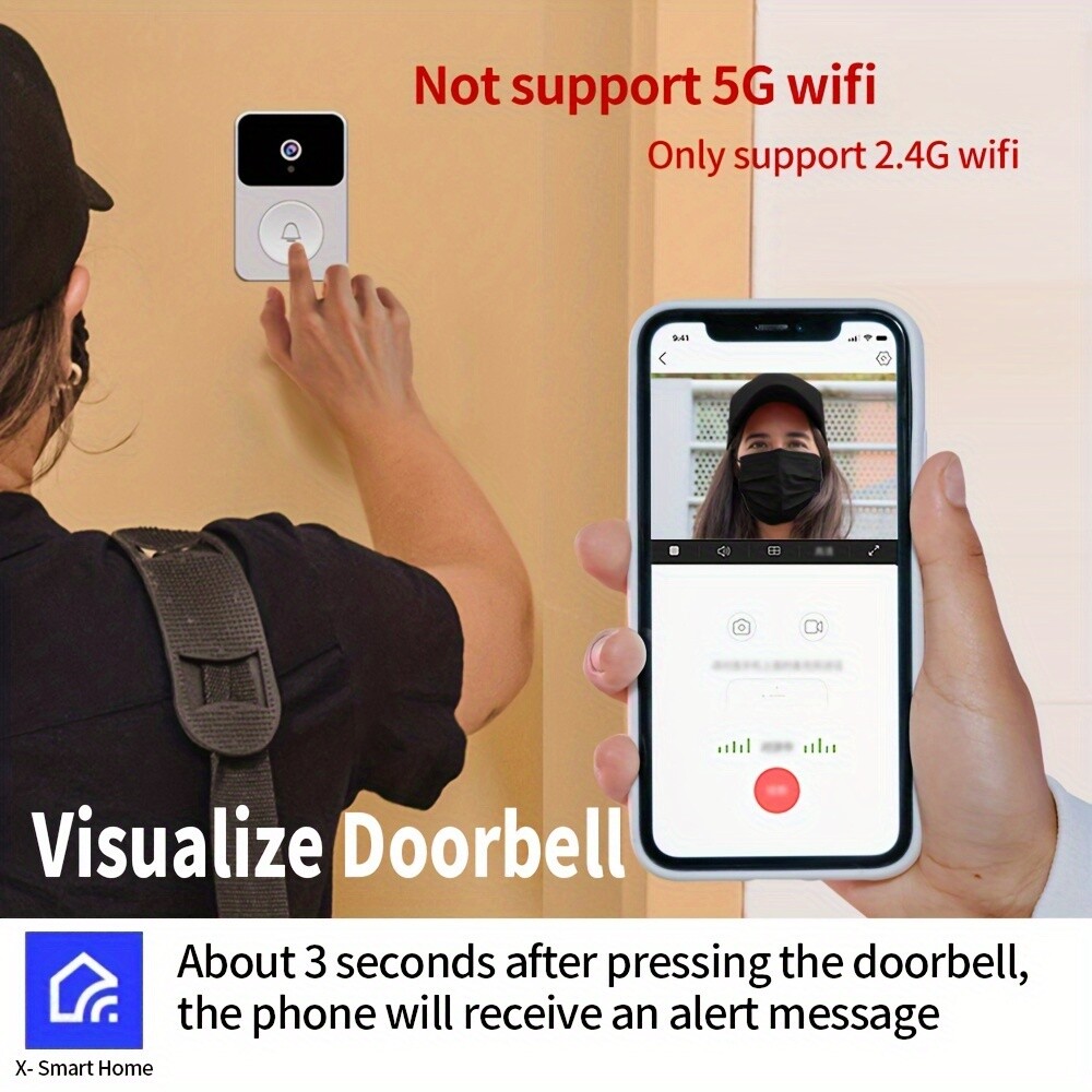 HD Doorbell Camera Wireless Security Intelligent Visual WiFi Rechargeable