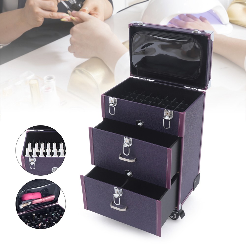 Large Rolling Cosmetic Case Makeup Trolley Rolling Makeup Case Waterproof