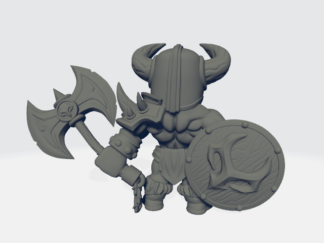 Chibiatures - Barbarian #8 W/Axe and Shield