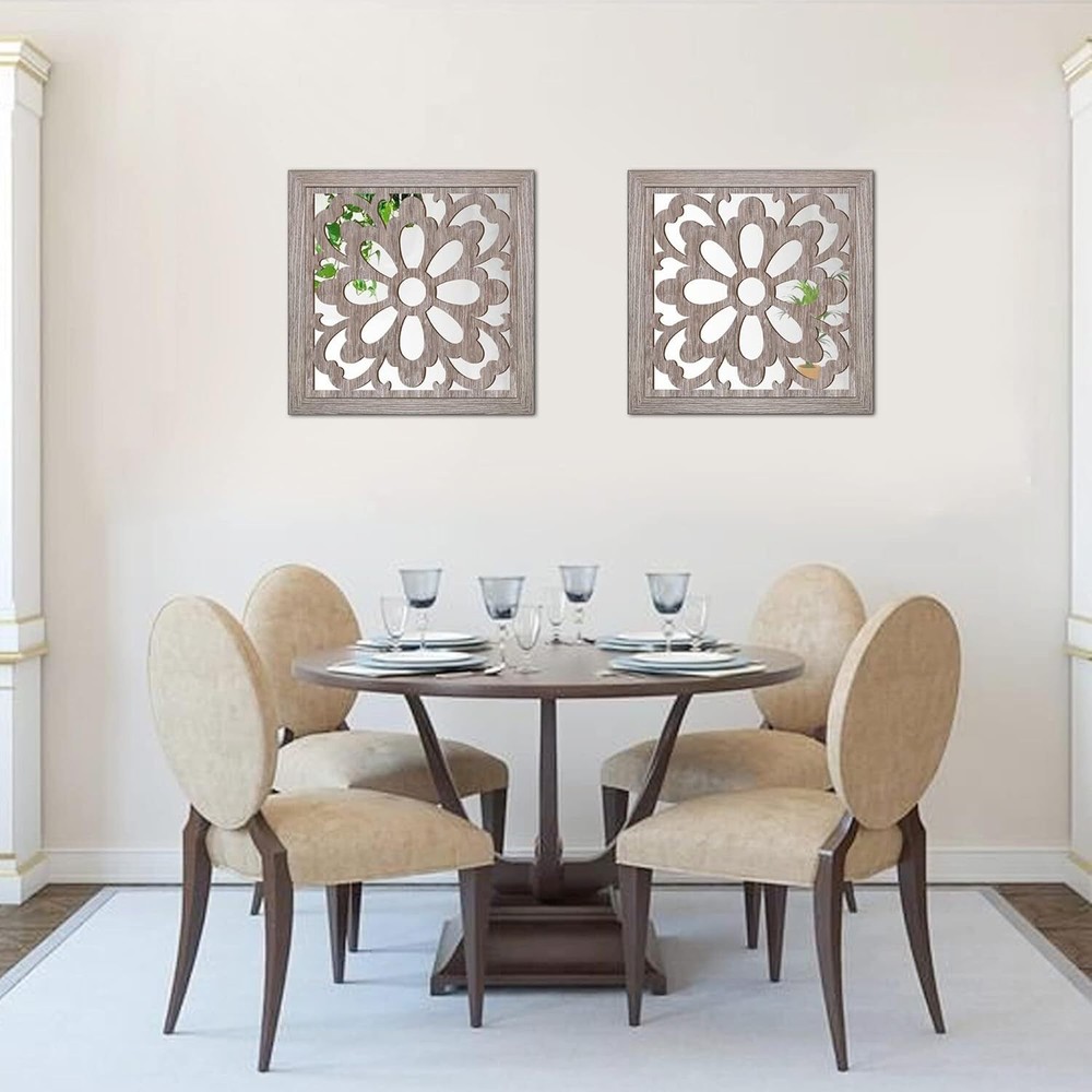 Square Mandala Cutout Wall Mirror Decor - Kitchen Entryway Decorative Mirror