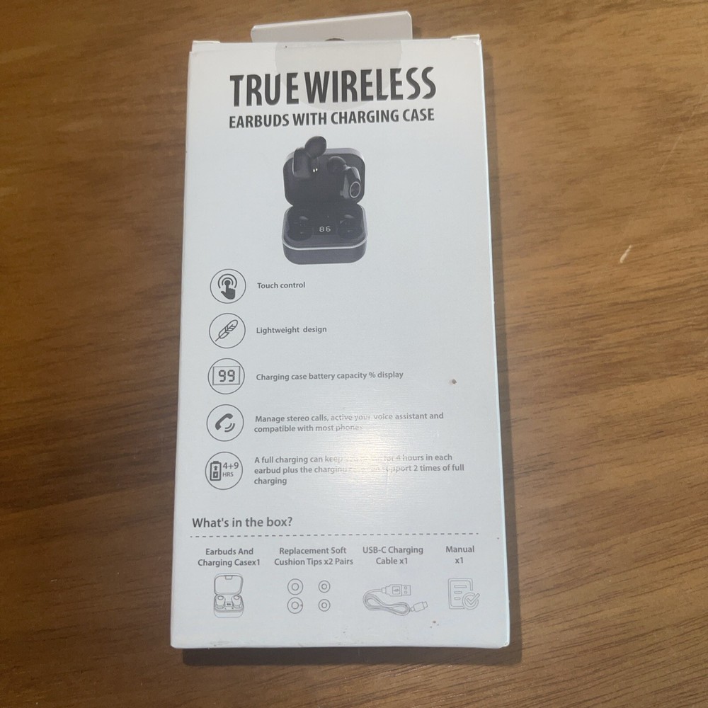 Bluetooth true wireless earbuds with charging case