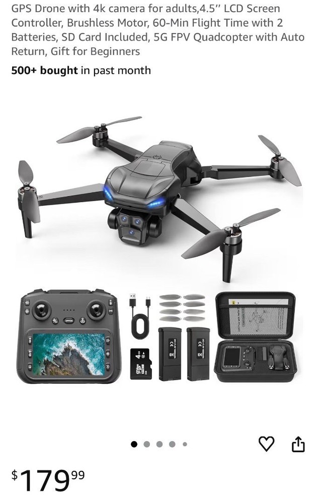 PS Drone with 4k camera for adults,4.5’’ LCD Screen Controller