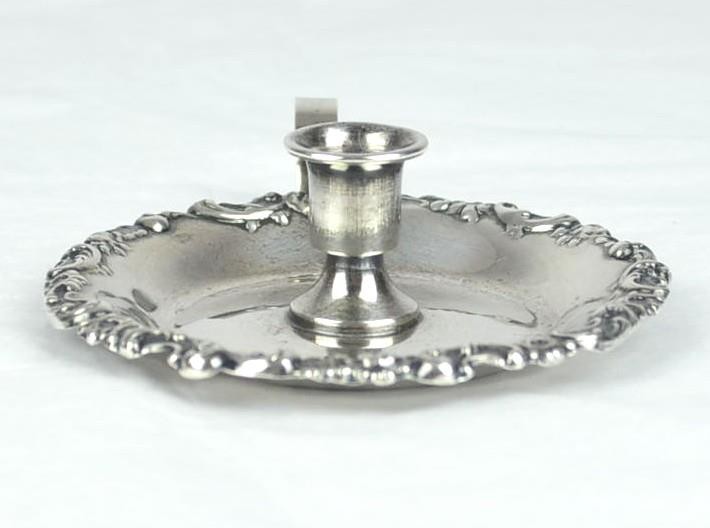 STERLING SILVER REPOUSSE RIM TAPER CANDLE HOLDER WITH FINGER RING - 31.9 GRAMS