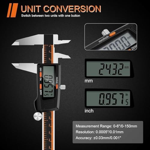 Digital Caliper with Large LCD Screen, Measuring Tool with 6 Inch
