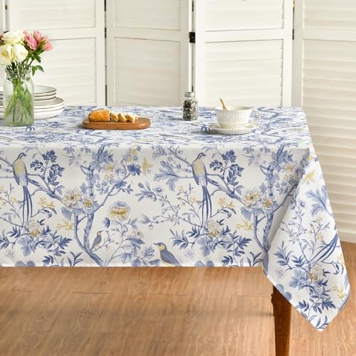 Chinoiserie Tablecloth 60x120 Inch Rectangular, 60" x 120" (Rectangular) Blue