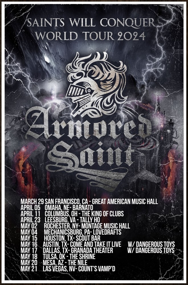 ARMORED SAINT World Tour 2024 Ltd Ed New RARE Poster! Heavy Metal Thrash Rock
