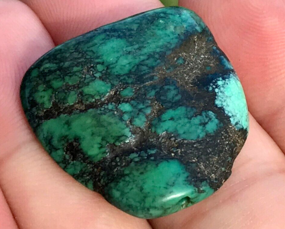 ANTIQUE RARE VERY OLD TIBETAN TURQUOISE BEAD - BEAUTIFUL WORN PATINA