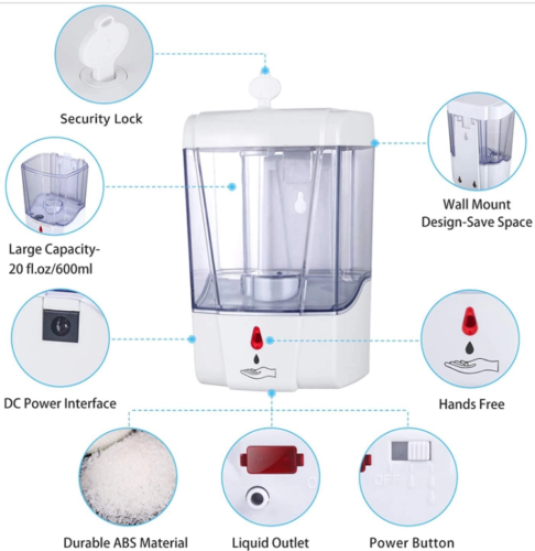 700MLAutomatic Liquid Soap Dispenser Handfree Touchless IR Sensor Wall Mount