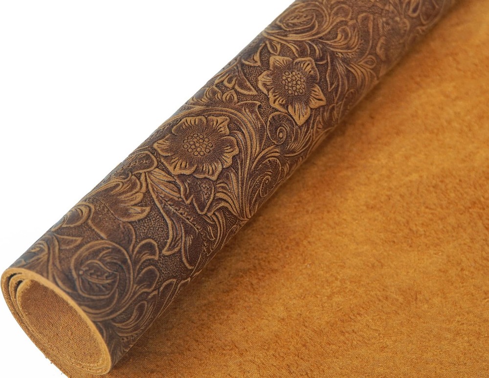DOQN Bump Texture Genuine Leather Sheets Plain Geometric Pattern Printed Leather