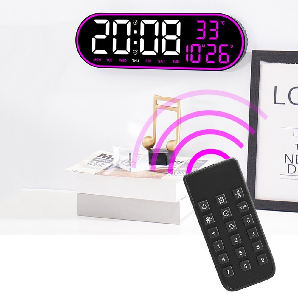 LED Alarm Clock with Remote Control LCD Display Date Week Temperature USB Power