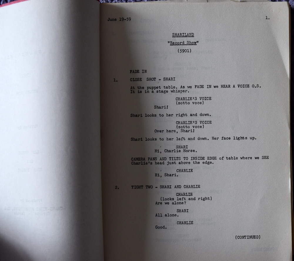 1959 Shariland " Record Show " Original Screenplay Script