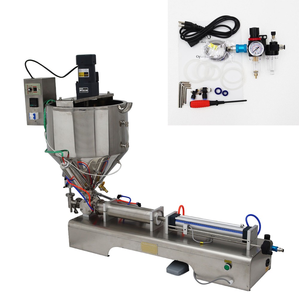 100-1000ml Pneumatic Paste Liquid Heating Mixing Filling Machine 110VSingle Head