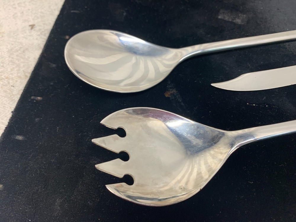 FB. Rogers Silver Plated Fork Spoon Serving Set & Mother Of Pearl Knife Landers