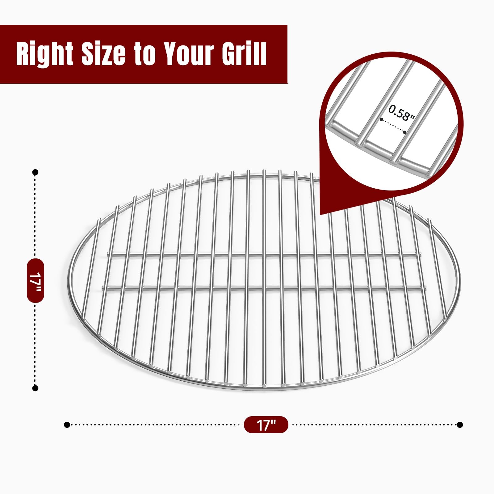 #7441 17" Charcoal Grate Plated Steel Grill Grate for Weber 22" Grills