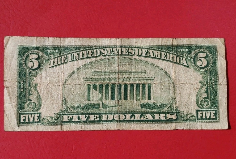 1934 A Five Dollar ($5) Bill Silver Certificate Average Circulated