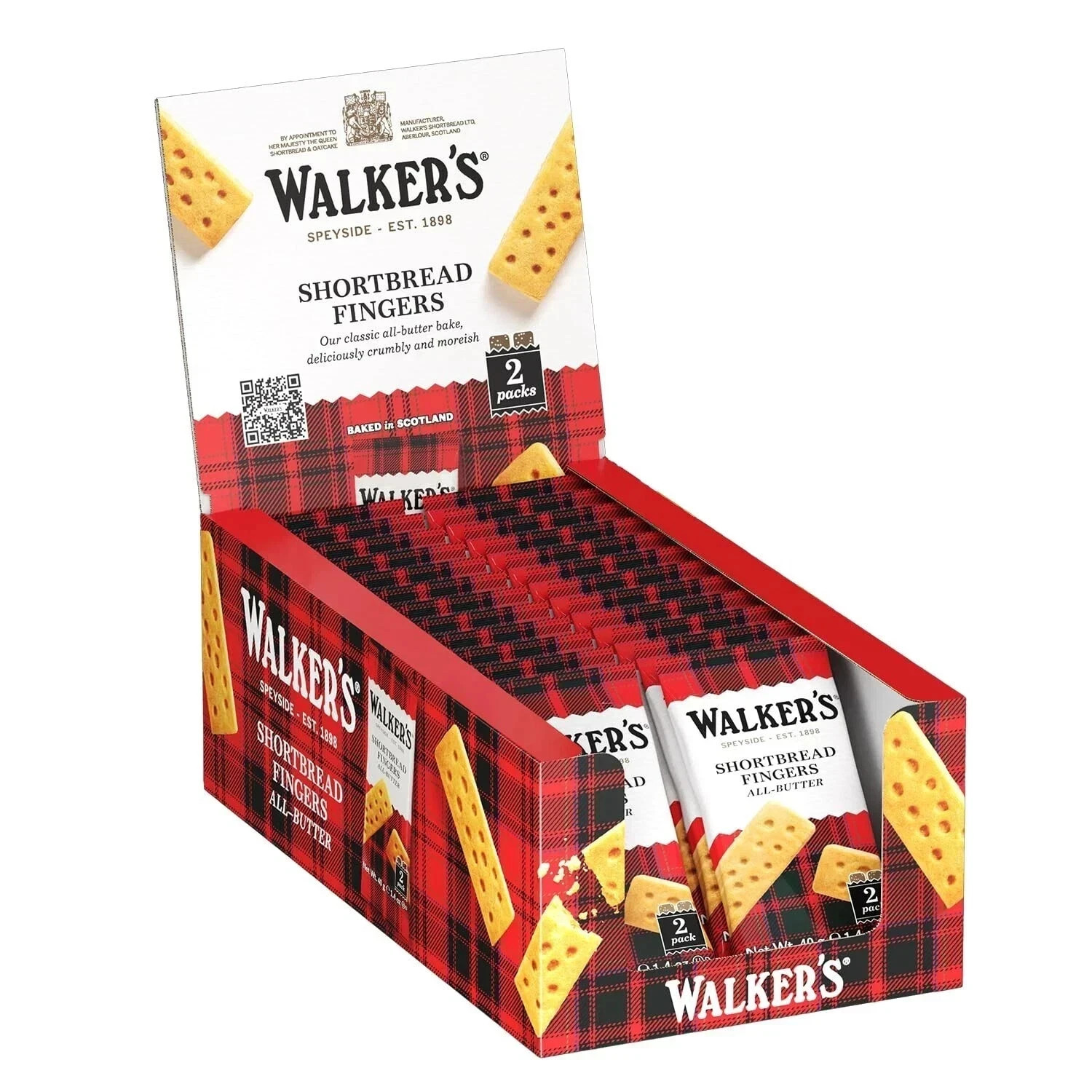 Walker’s All-Butter Shortbread Fingers - 2-Count Snack Packs (Pack of 24)