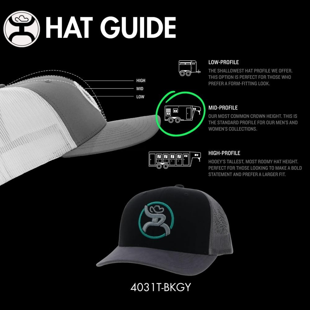 HOOEY Strap Roughy Adjustable Snapback Hat Black/Grey