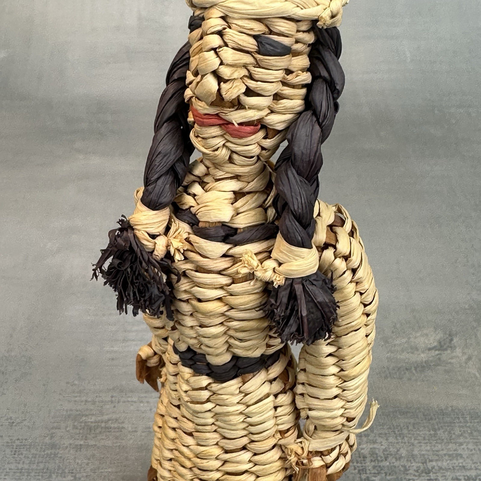 Vintage Native American Skokomish / Yakama Basketry Basket Doll Woman Dress 6”