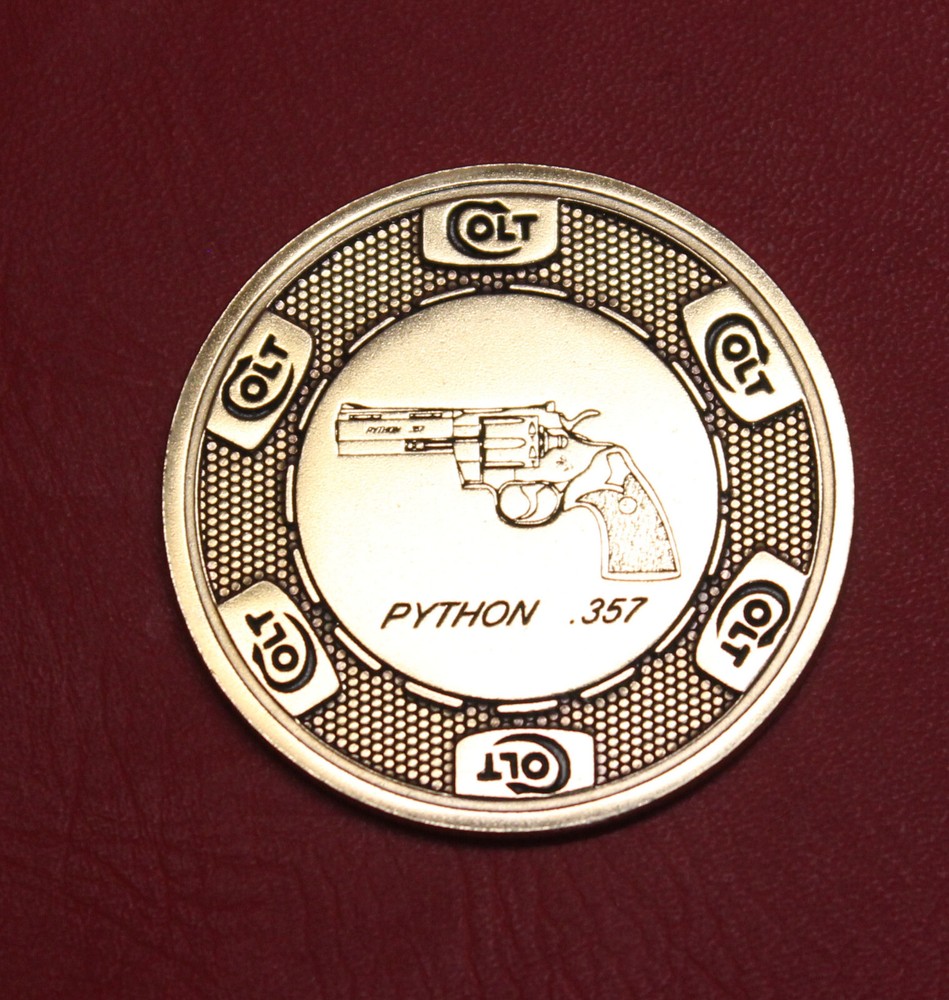 Colt Firearms Python Poker Chip Display Case Bronze Medallion