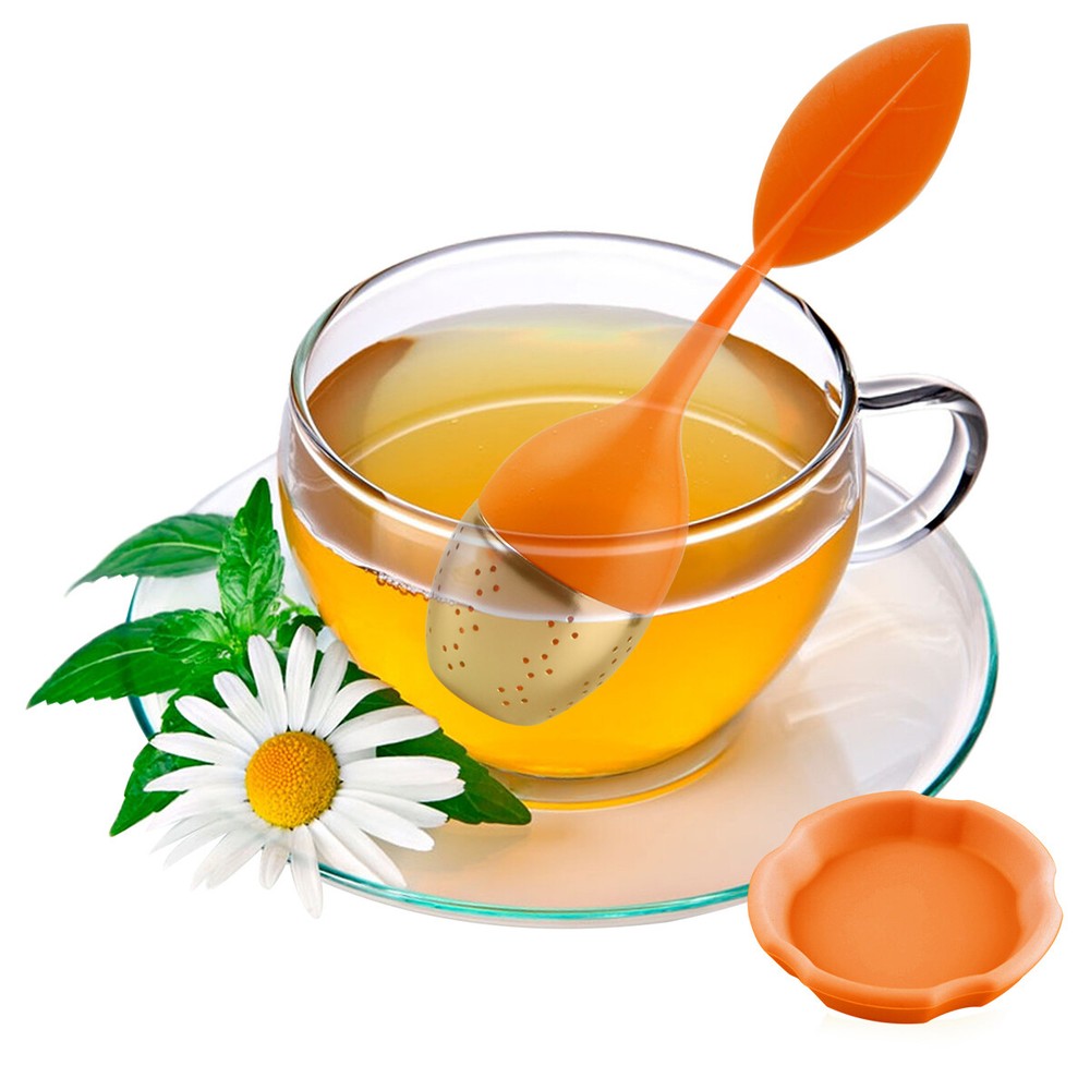 Food Silicone Tea Infuser Strainers Stainless Herbal Spice Filter Diffuser 2PCS