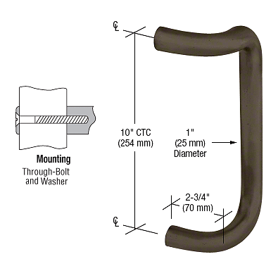 CRL CD10DU Dark Bronze Anodized 10" Single Offset Door Pull