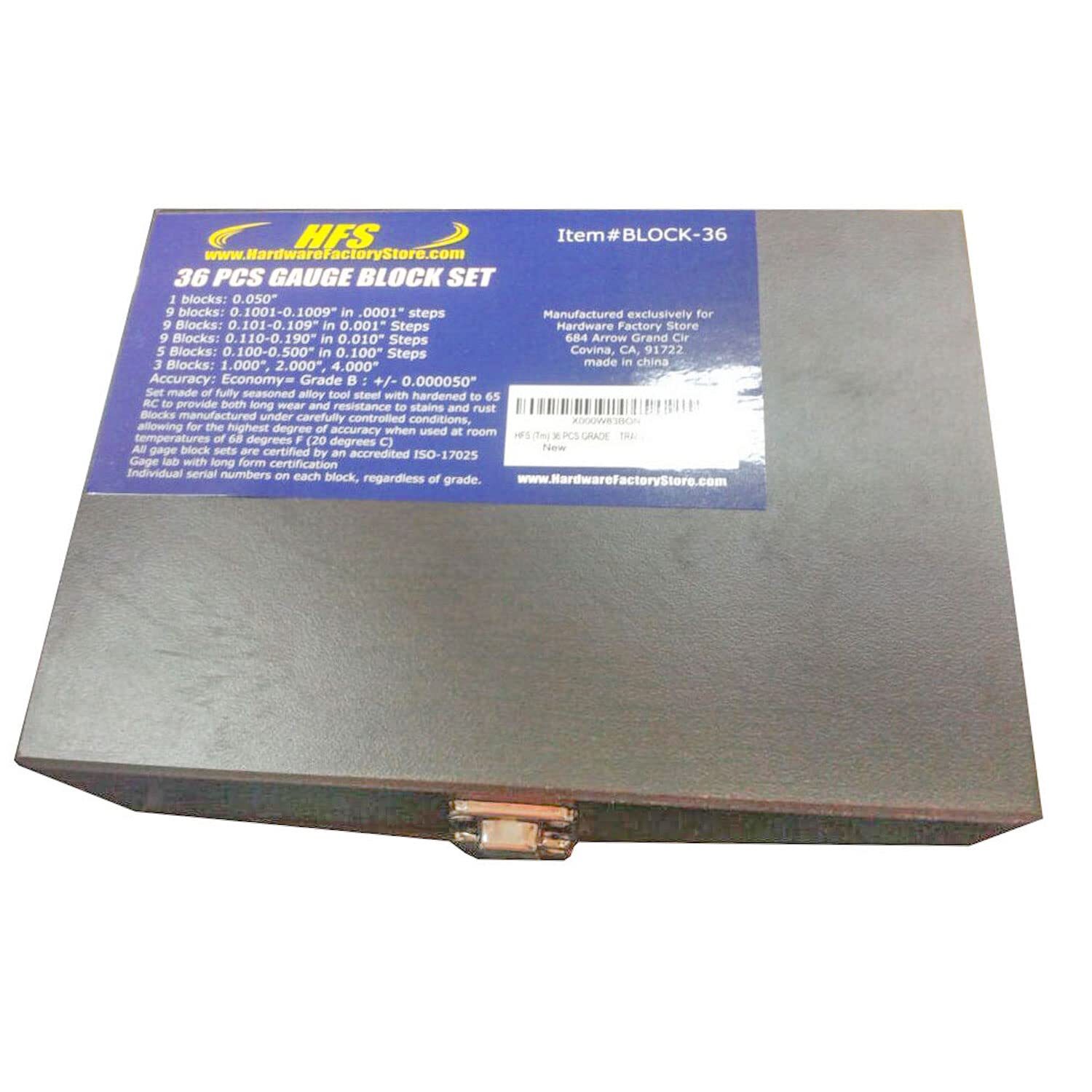 36 PCS Precision Gage Block Set, AS-2 Accuracy, Fully Seasoned Alloy Tool Steel,